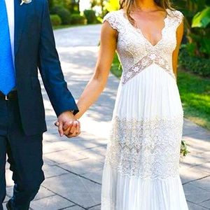 White Boho wedding dress